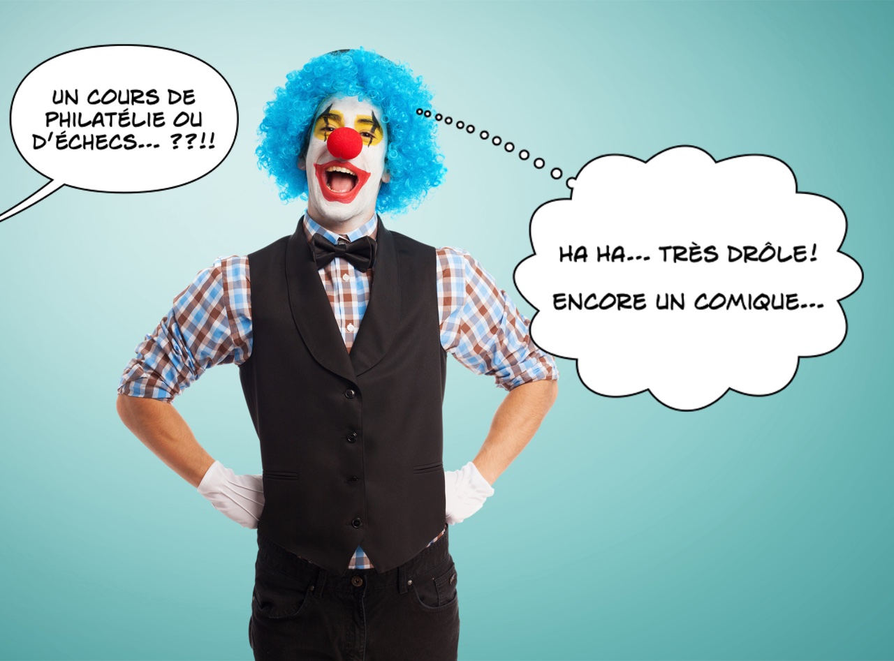 portrait of a funny clown over white